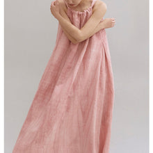 Load image into Gallery viewer, Summer New Plant Dyed Linen Strap Dress Women's Loose and Slim Large Swing Dress Pleated Sleeveless Shoulder Cut Long Dress