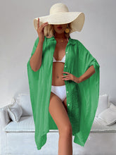 Load image into Gallery viewer, New Bamboo Knot Cotton Shirt Style Loose Beach Cardigan Vacation Sun Protection Suit Bikini Cover Up Shirt Swimsuit Over Cardigan