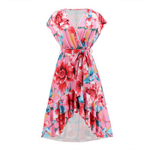 Load image into Gallery viewer, Summer New V-Neck Fishtail Dress Bat Sleeve Print Dress