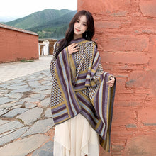 Load image into Gallery viewer, Tibetan Great Retro Totem Red Warm Outer Shawl Women's Scarf Autumn and Winter Cloak Big Cloak