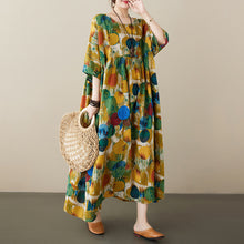Load image into Gallery viewer, Simple and Fashionable Bohemian Long Dress, New Summer Style, Added Fat, Round Neck, Short Sleeved, Middle-aged and Elderly Mom's Dress
