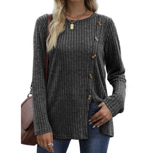 Load image into Gallery viewer, Button Up T-shirt for Women's New Fashion Autumn Casual Solid Color Long Sleeved T-shirt for Women