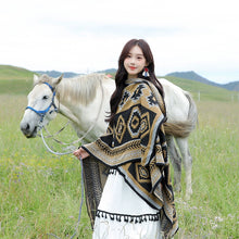 Load image into Gallery viewer, Tibetan Great Retro Totem Red Warm Outer Shawl Women's Scarf Autumn and Winter Cloak Big Cloak