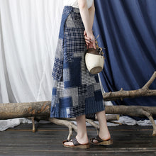 Load image into Gallery viewer, Original Retro Women's Half Length Skirt, Summer Mid Length Cotton and Linen Irregular Long Skirt