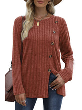 Load image into Gallery viewer, Button Up T-shirt for Women's New Fashion Autumn Casual Solid Color Long Sleeved T-shirt for Women