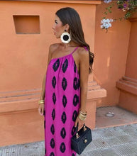 Load image into Gallery viewer, Summer New Fashion French Loose Print Single Strap Off Shoulder Dress