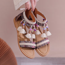 Load image into Gallery viewer, Bohemian Summer New Ethnic Fairy Open Toe Beaded Roman Sandals