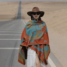 Load image into Gallery viewer, Tibetan Great Retro Totem Red Warm Outer Shawl Women's Scarf Autumn and Winter Cloak Big Cloak