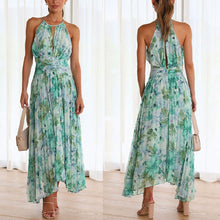 Load image into Gallery viewer, Summer Women's Neck Hanging Sleeveless V-Neck Printed Large Swing Long Dress Dress