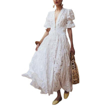 Load image into Gallery viewer, Summer New Women's Wish Deep V Puff Sleeve Lace Dress