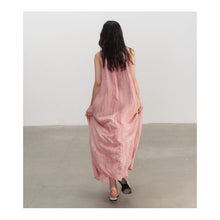 Load image into Gallery viewer, Summer New Plant Dyed Linen Strap Dress Women's Loose and Slim Large Swing Dress Pleated Sleeveless Shoulder Cut Long Dress