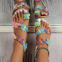Load image into Gallery viewer, New Toe Set Colorful Holiday Light Butterfly Large Beach Shoes Sandals
