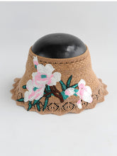 Load image into Gallery viewer, Spring and summer women's ethnic style embroidery cotton empty top beach hat sun protection face sun hat foldable sun hat