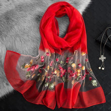 Load image into Gallery viewer, Ethnic Style Embroidered Plum Blossom Belt Spring Style Lightweight Scarf