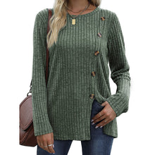 Load image into Gallery viewer, Button Up T-shirt for Women's New Fashion Autumn Casual Solid Color Long Sleeved T-shirt for Women