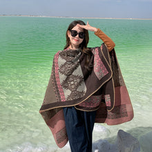 Load image into Gallery viewer, Tibetan Great Retro Totem Red Warm Outer Shawl Women's Scarf Autumn and Winter Cloak Big Cloak