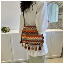 Load image into Gallery viewer, Small Fresh Ethnic Style Crossbody Bag for Women's New Fashion Versatile Wide Shoulder Strap Single Shoulder Bag Tassel Bucket Bag
