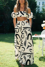 Load image into Gallery viewer, Summer New Bubble Sleeve Top Hollow Large Swing Long Dress Split Skirt Set