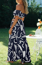 Load image into Gallery viewer, Summer New Bubble Sleeve Top Hollow Large Swing Long Dress Split Skirt Set