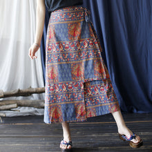 Load image into Gallery viewer, Original Retro Women's Half Length Skirt, Summer Mid Length Cotton and Linen Irregular Long Skirt