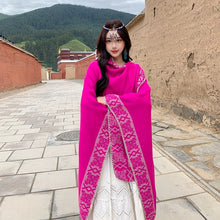 Load image into Gallery viewer, Tibetan Great Retro Totem Red Warm Outer Shawl Women's Scarf Autumn and Winter Cloak Big Cloak