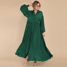 Load image into Gallery viewer, Autumn and Winter New Product Long Solid Color Dress Button Long Dress Loose Oversized Swing Skirt