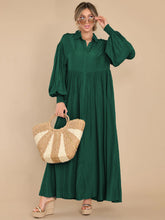 Load image into Gallery viewer, Autumn and Winter New Product Long Solid Color Dress Button Long Dress Loose Oversized Swing Skirt