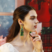 Load image into Gallery viewer, Ethnic Style Fringe Christmas Earrings, New Long Exaggerated Lightweight Rice Beads, Five-pointed Star Hand-woven Earrings