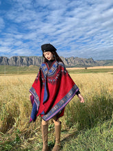 Load image into Gallery viewer, Tibetan Great Retro Totem Red Warm Outer Shawl Women's Scarf Autumn and Winter Cloak Big Cloak