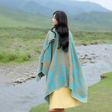 Load image into Gallery viewer, Tibetan Great Retro Totem Red Warm Outer Shawl Women's Scarf Autumn and Winter Cloak Big Cloak