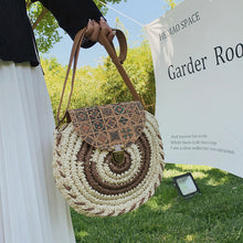 Load image into Gallery viewer, Summer Ethnic Style Woven Literature and Art Sen Series Bag for Women's Crossbody, Minority Grass Woven Large Capacity Round Cake Bag