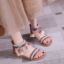 Load image into Gallery viewer, Bohemian Summer New Ethnic Fairy Open Toe Beaded Roman Sandals