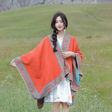 Load image into Gallery viewer, Tibetan Great Retro Totem Red Warm Outer Shawl Women's Scarf Autumn and Winter Cloak Big Cloak