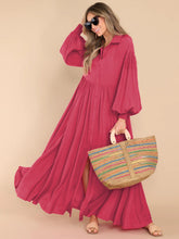 Load image into Gallery viewer, Autumn and Winter New Product Long Solid Color Dress Button Long Dress Loose Oversized Swing Skirt