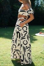 Load image into Gallery viewer, Summer New Bubble Sleeve Top Hollow Large Swing Long Dress Split Skirt Set