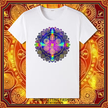 Load image into Gallery viewer, Grand Perfection Victory Mantra Wheel Print Summer Bottom Male and Female Couple Short-sleeved T-shirt