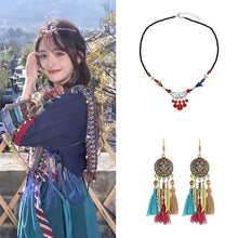 Load image into Gallery viewer, Ethnic Style Tibetan Headwear, Forehead Chain, Turquoise Tassel, Earrings, Hair Accessories