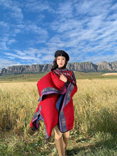 Load image into Gallery viewer, Tibetan Great Retro Totem Red Warm Outer Shawl Women's Scarf Autumn and Winter Cloak Big Cloak