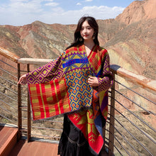 Load image into Gallery viewer, Tibetan Great Retro Totem Red Warm Outer Shawl Women's Scarf Autumn and Winter Cloak Big Cloak