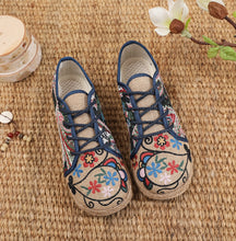 Load image into Gallery viewer, Ethnic Style Lace up Art Linen Casual Shoes Cotton Linen Embroidered Shoes Women's Shoes