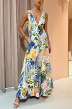 Load image into Gallery viewer, Summer Sleeveless Large V-neck Large Swing Printed Casual Dress