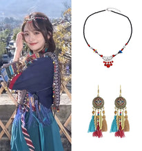 Load image into Gallery viewer, Ethnic Style Tibetan Headwear, Forehead Chain, Turquoise Tassel, Earrings, Hair Accessories