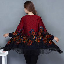Load image into Gallery viewer, Autumn Outerwear Women's Mid Length Ethnic Style Cape Printed Loose Outerwear Cape with Oversized Cardigan