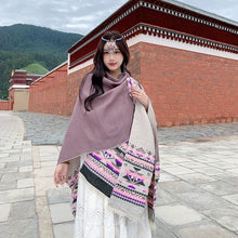 Load image into Gallery viewer, Tibetan Great Retro Totem Red Warm Outer Shawl Women's Scarf Autumn and Winter Cloak Big Cloak