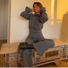 Load image into Gallery viewer, 2024 Spring New Women's Fashion temperament casual versatile bubble sleeve plaid long jumpsuit