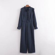 Load image into Gallery viewer, 2024 Spring New Women's Fashion temperament casual versatile bubble sleeve plaid long jumpsuit