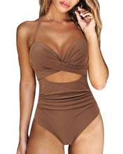 Load image into Gallery viewer, Push Up One Piece Swimsuit Women 2023 Cut Out Swimwear Female High Waist Beachwear XL Halter Monokini Women Swimsuit One Piece