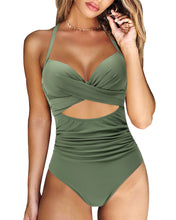Load image into Gallery viewer, Push Up One Piece Swimsuit Women 2023 Cut Out Swimwear Female High Waist Beachwear XL Halter Monokini Women Swimsuit One Piece