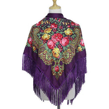 Load image into Gallery viewer, Retro Printed Scarf Winter Boho Shawl Autumn And Winter Warm Cotton Russian Women'S Shawl Ethnic Style Tassel Scarf Shawl 1pc