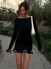 Load image into Gallery viewer, Ruffled Autumn Fashion Mini Dress Women's Slim Long Sleeve Patchwork Elegant 2024 Party Dress Casual Female Mini Dress New